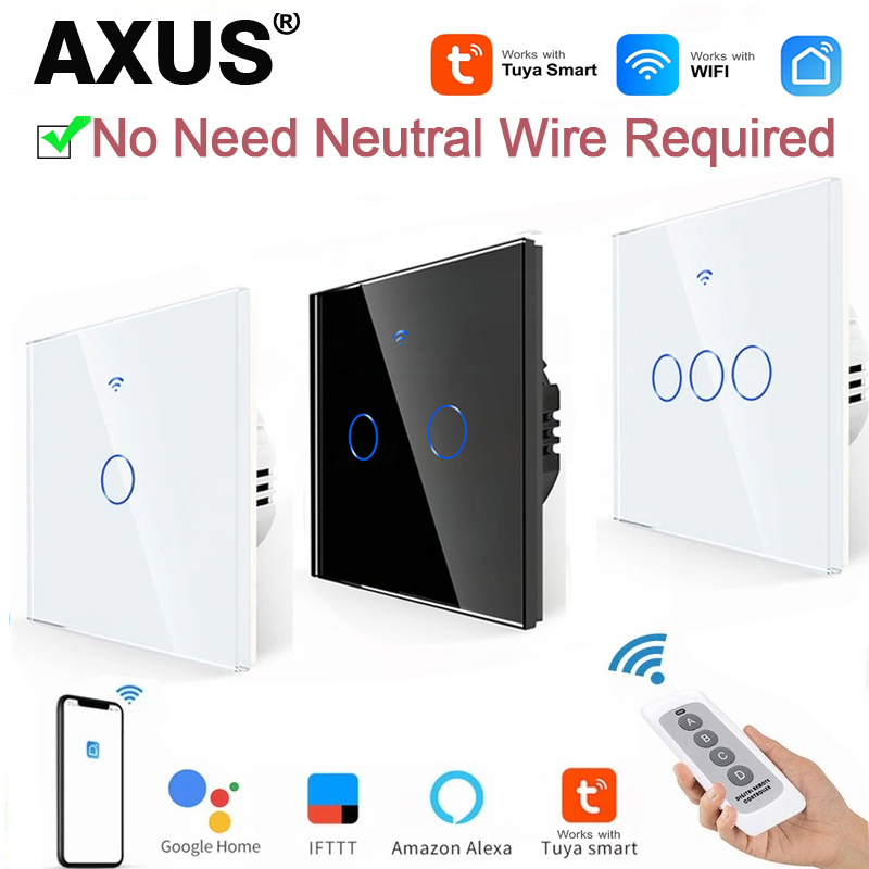 Smart Relay Tuya - AXUS EU WiFi สวิตช์ไฟอัจฉริยะไม่มีสายไฟแบบเป็นกลาง สวิตช์สัมผัส RF433