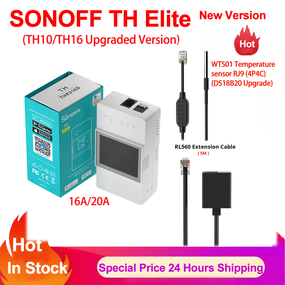 Sonoff Basic - สวิตช์อัจฉริยะควบคุมอุณหภูมิและความชื้น Sonoff TH Elite 16A 20A