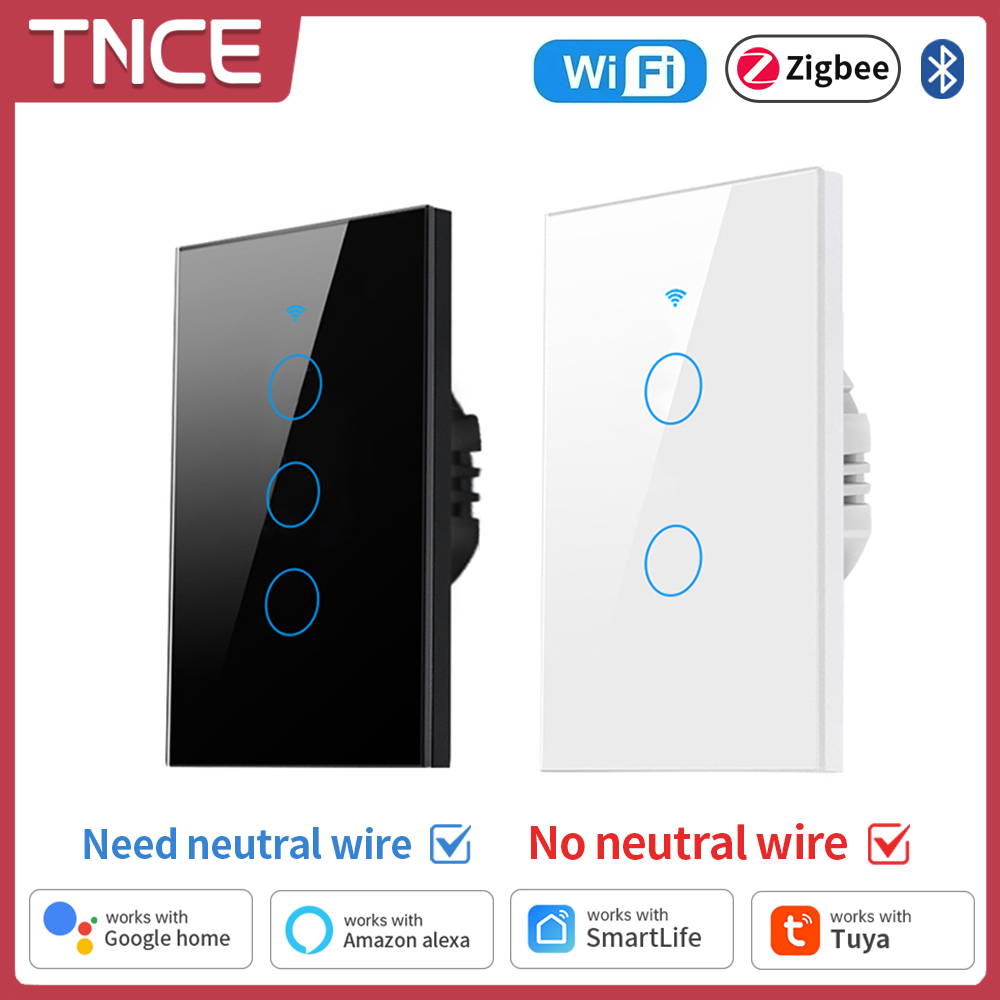 Smart Relay Tuya - Tnce Tuya สวิตช์ไฟอัจฉริยะ wifi/zigbee, สายกลาง/ไม่มีลวดกลางต้องมีสวิตช์สัมผัสติดผนังทำงานร่วมกับ Alexa,
