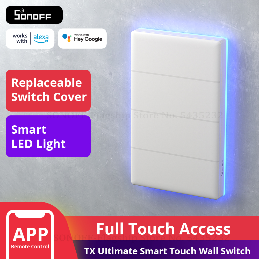 Sonoff Mini R4 - Sonoff T5สวิตซ์ไฟอัจฉริยะ Wi-Fi แบบสัมผัสเต็มรูปแบบสวิตช์ไฟพื้นหลังควบคุมการทำงานกับ Alexa Google
