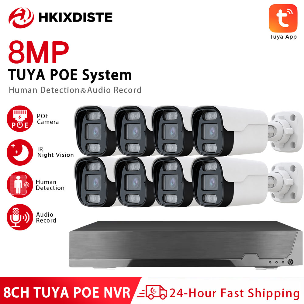 Tuya 4 Channel - ระบบกล้องวงจรปิด 8MP 4K 8CH Tuya PoE