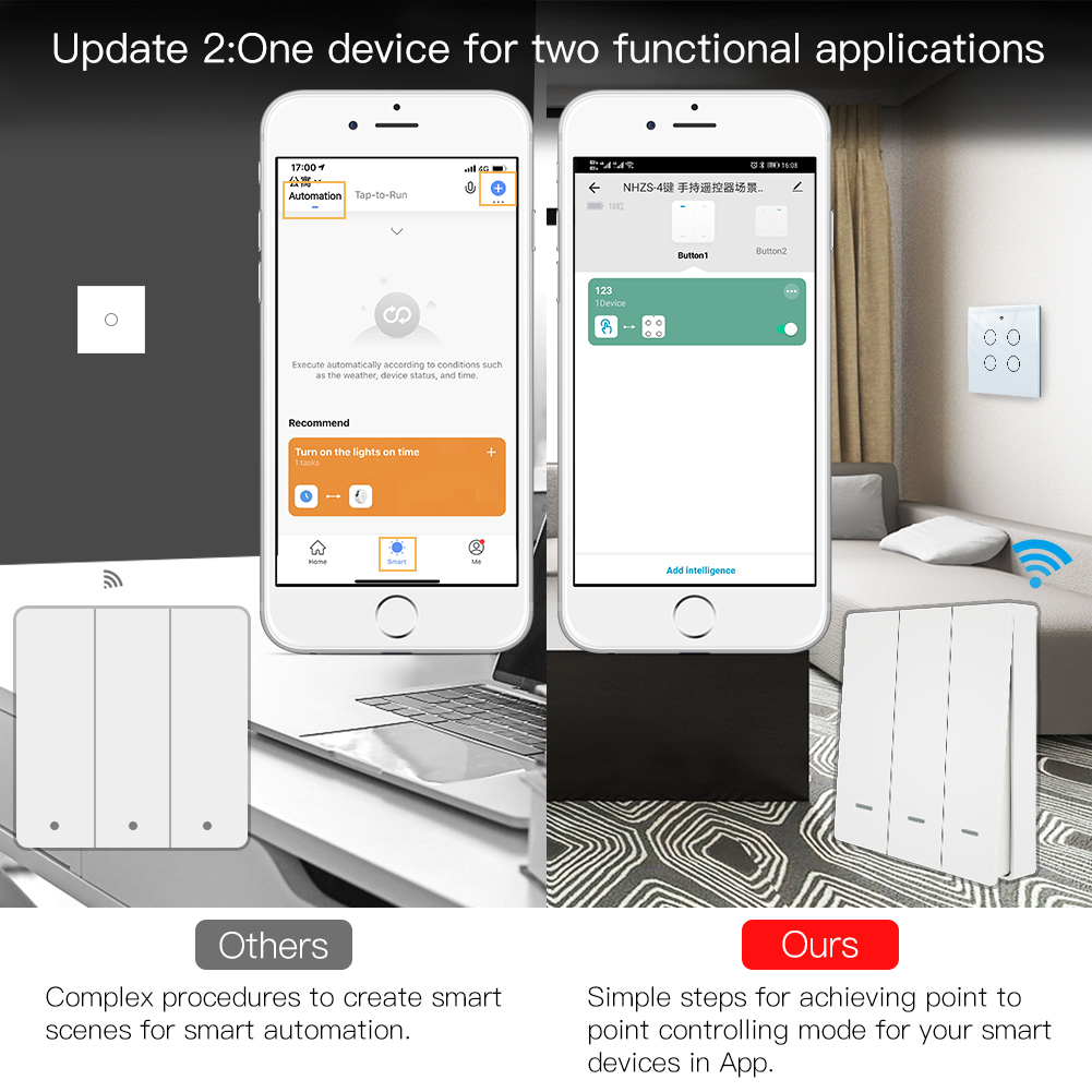 สวิตช์ควบคุมฉากไร้สาย MOES Tuy - Smart Relay Tuya บทวิจารณ์และราคา