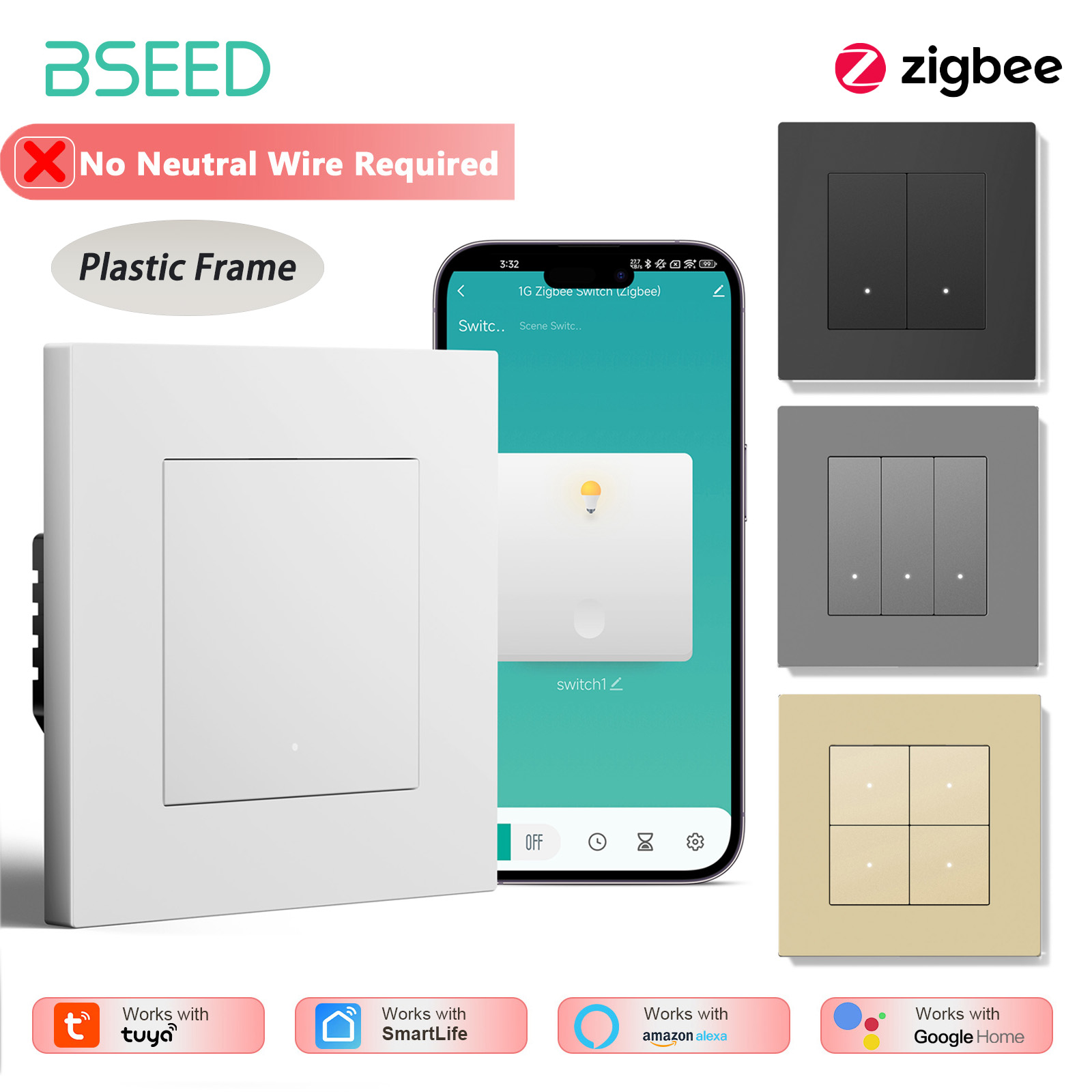 สวิตช์ไฟอัจฉริยะ BSEED 1/2/3/4 - Tuya 4 Channel บทวิจารณ์และราคา