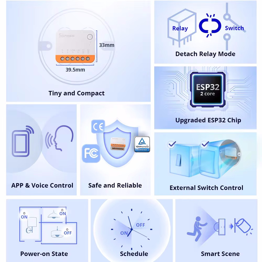 SONOFF Mini R4 สมาร์ท Wifi โมด - Sonoff Mini R4 บทวิจารณ์และราคา
